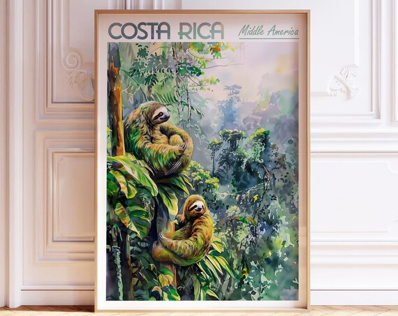 Costa Rica Watercolor Poster World Cities Wall Art Middle America Travel City Pastel Colors