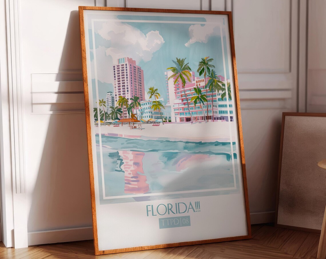 Florida Song Watercolor Poster, Soft Pastel Art Print