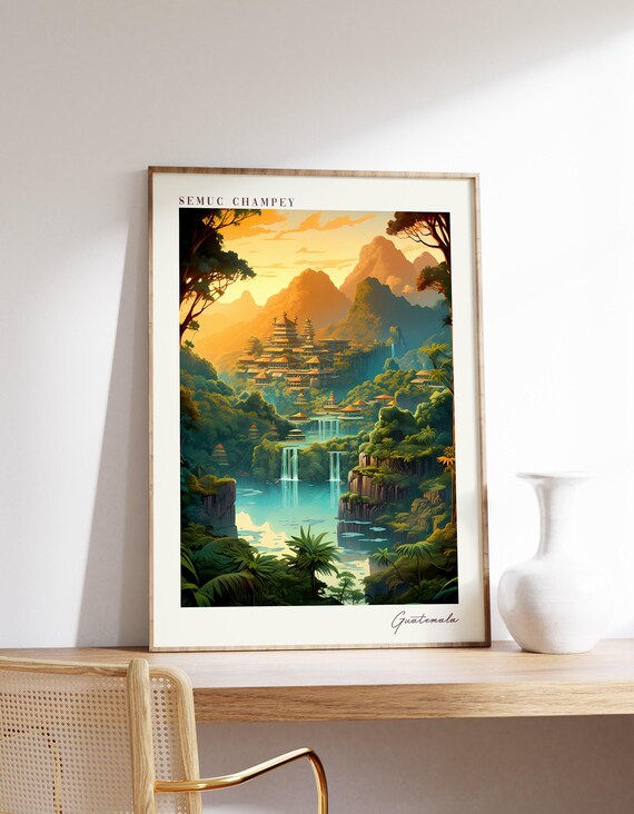 Semuc Champey Guatemala Jungle Waterfall Paradise Travel Poster