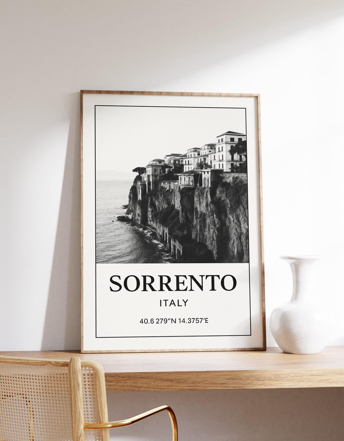 Sorrento Italy Dramatic Cliffside Coast Vintage Photo Art Poster