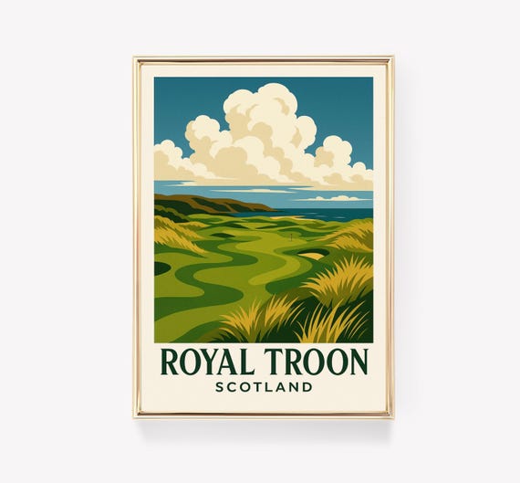 Royal Troon Vintage Travel Poster Scotland Wall Art Canvas Print Golf Course Decor