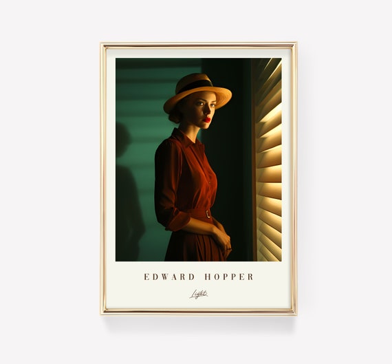Antique Woman Painting Edward Hopper Light Poster Mid Century Modern Art Nouveau Home Decor