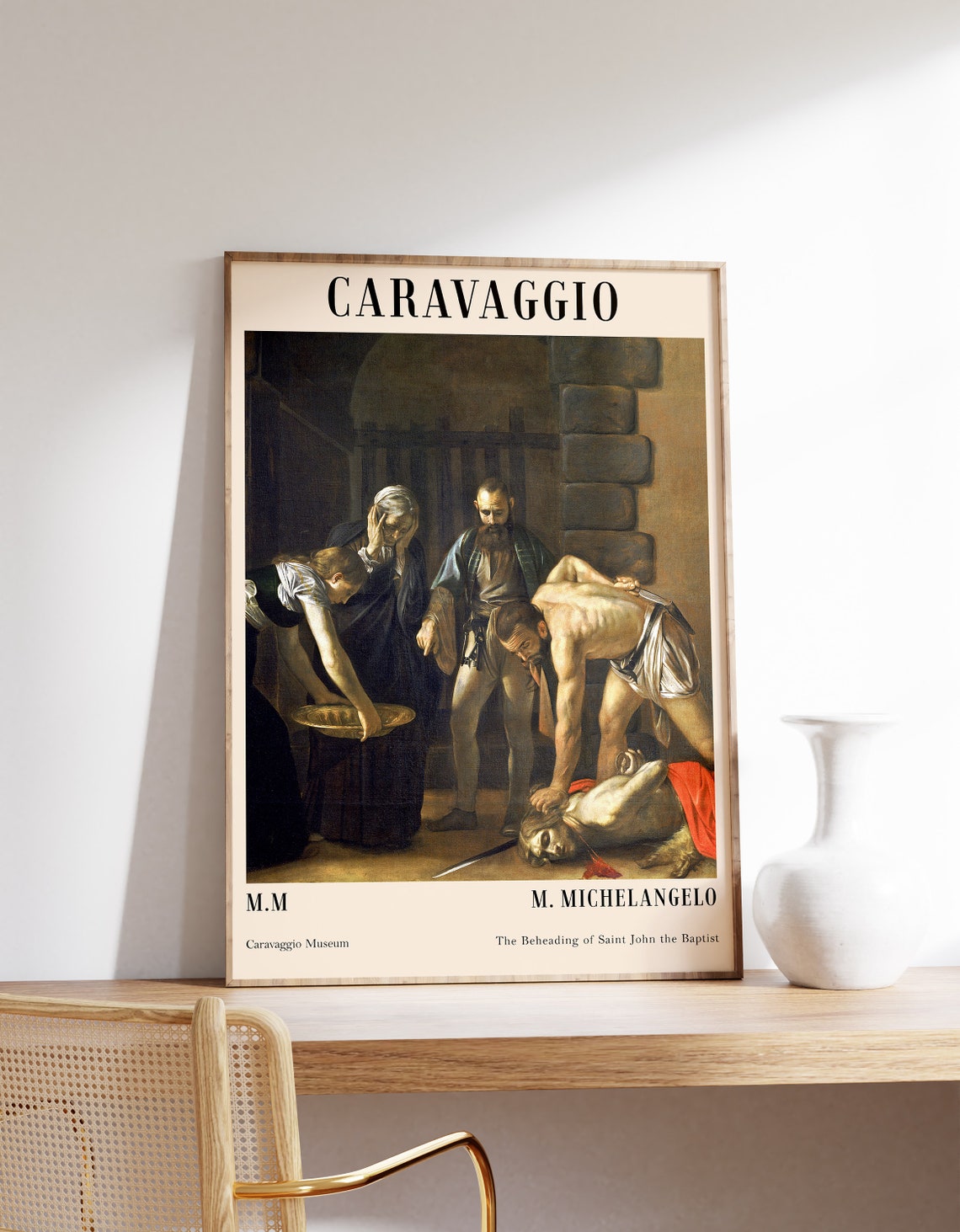 Caravaggio Beheading Saint John Baptist Beige Museum Exhibition Poster