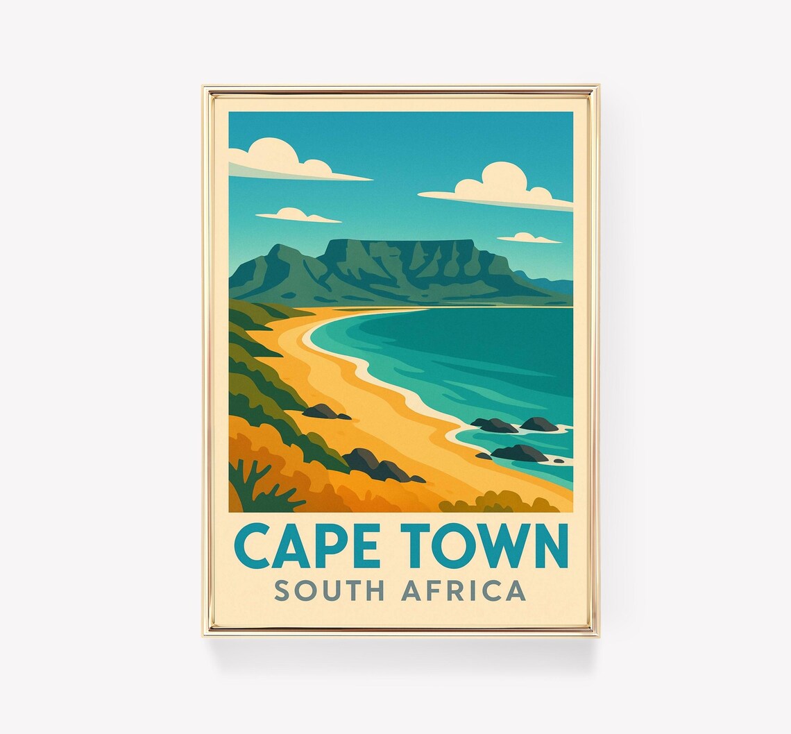 Cape Town Vintage Travel Poster, South Africa