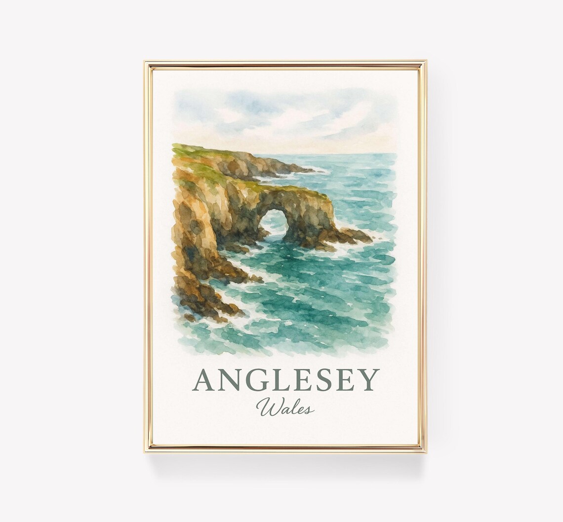 Anglesey Vintage Travel Poster, British Decor Gift
