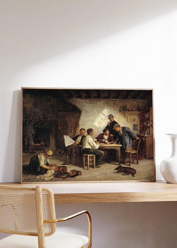 Vintage Tavern Card Game Old Master Style Interior Art Poster