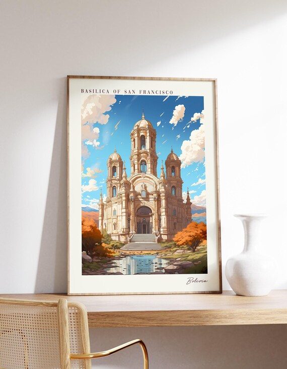 Basilica of San Francisco Bolivia Baroque Church Travel Poster