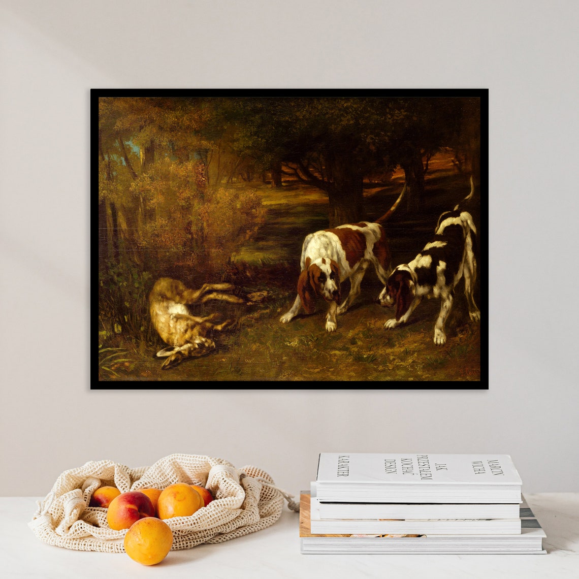 Gustave Courbet Hunting Dogs with Dead Hare 1857 Classic Forest Poster