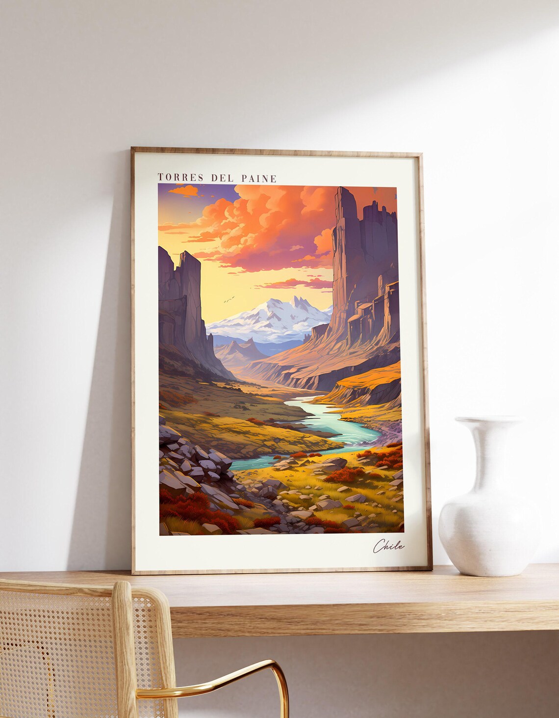 Torres Del Paine Travel Poster, Chile Decor