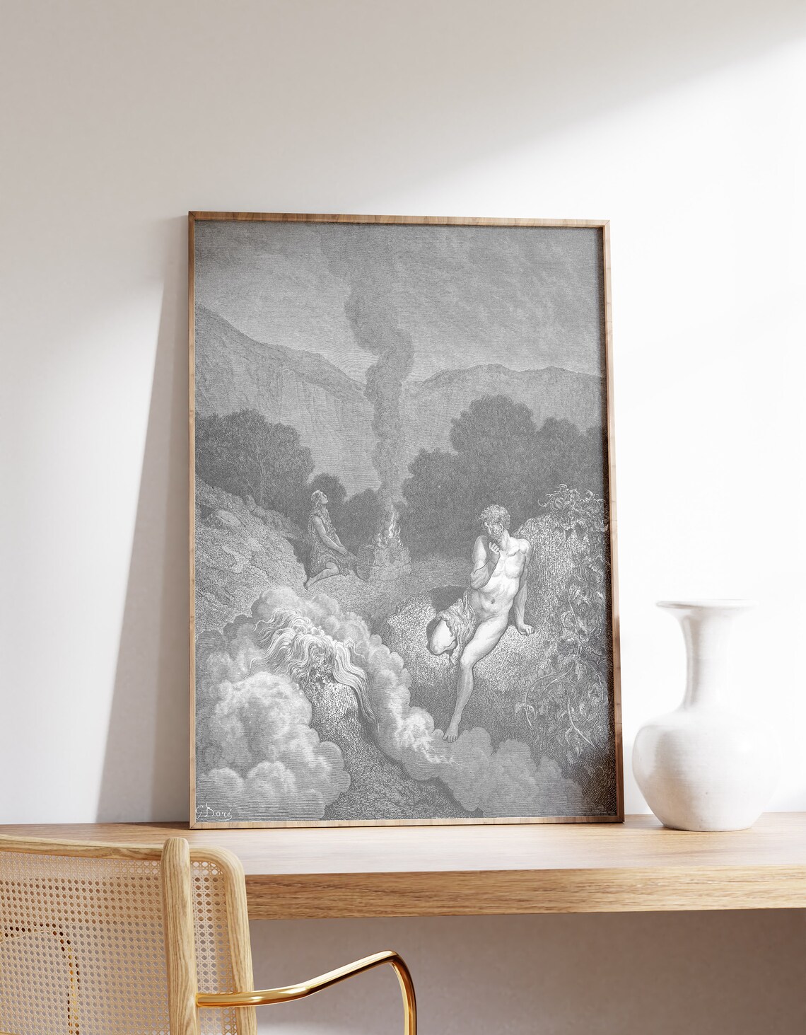 Gustave Doré Cain And Abel Offer Their Sacrifices, Art Print