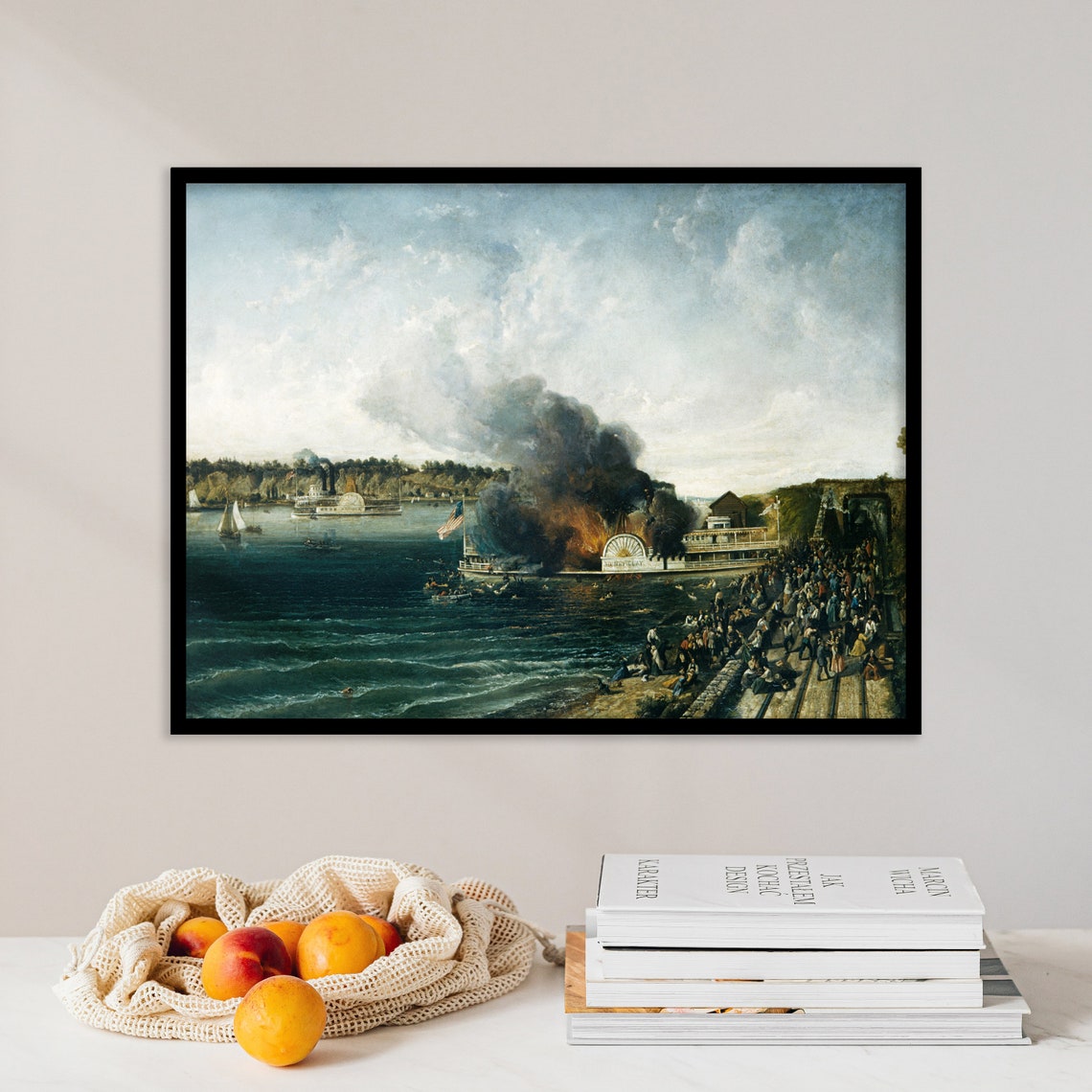 Burning Of The Sidewheeler Henry Clay 1854 Riverboat Fire Poster