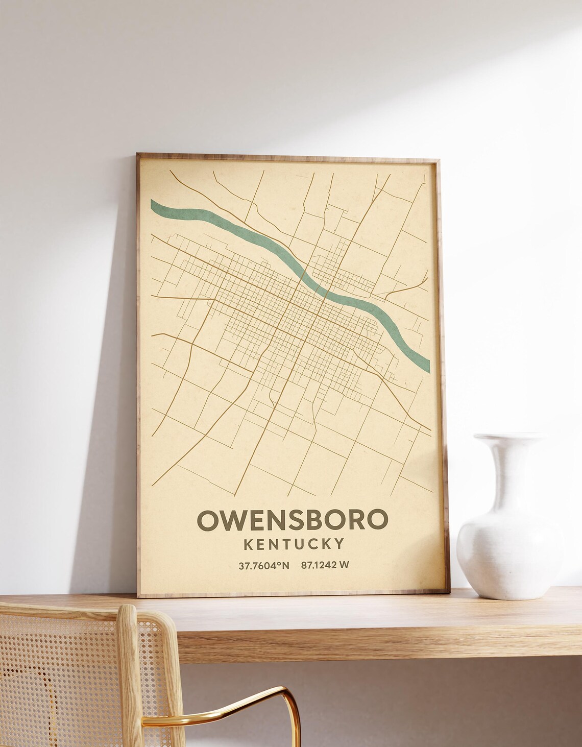 Owensboro Kentucky Vintage City Street Map Grid Decor Poster