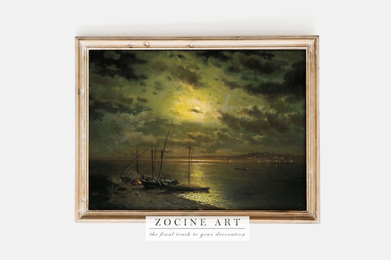 Moonlit Night On The River, Dark Academia Poster