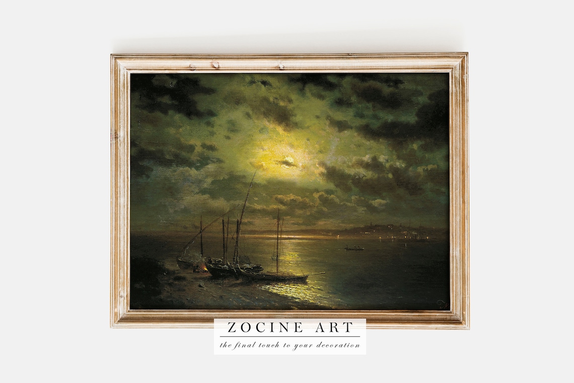 Moonlit Night On The River, Dark Academia Poster