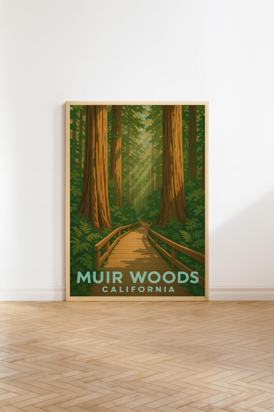 Muir Woods California Redwood Forest Boardwalk Travel Poster