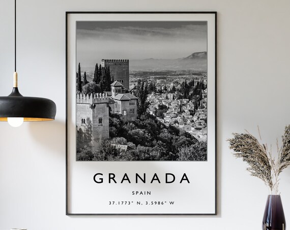 Granada Travel Poster, Minimalist Spain Decor