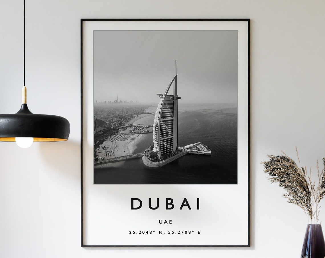 Dubai Travel Print Dubai Travel Poster Uae Travel Print Middle East Travel Art Travel Poster Black And White Travel Gift A1a2a3a3