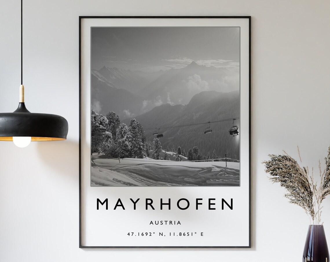 Mayrhofen Austria Ski Travel Poster, Winter Sport Art - Image 2
