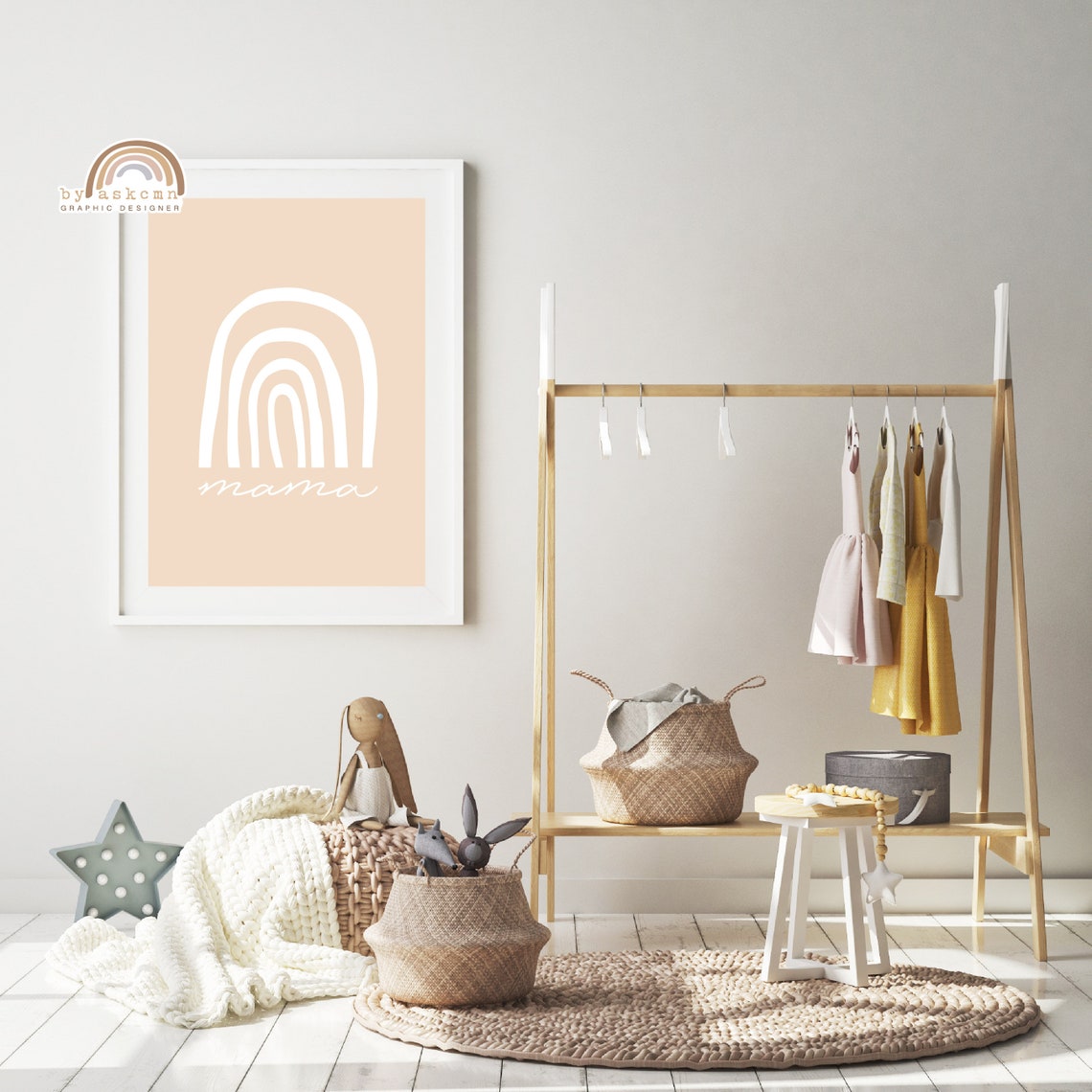 Newborn Art Baby Room Poster Mom And Baby Print Rainbow Wall Decor Print Minimalist Nursery Art Nursery Art Rainbow Boho Decor Wall Art - Image 5