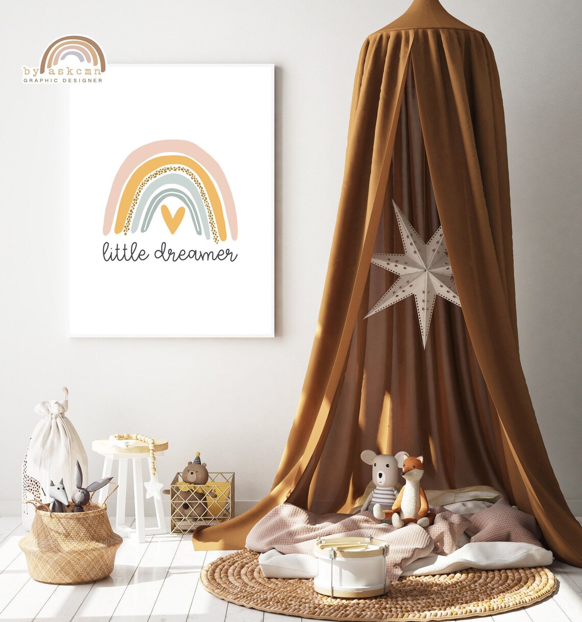 Rainbow Wall Decor Print Baby Room Poster Nursery Print Art Boho Wall Art Quote Poster Instant Neutral Rainbow Art - Image 3