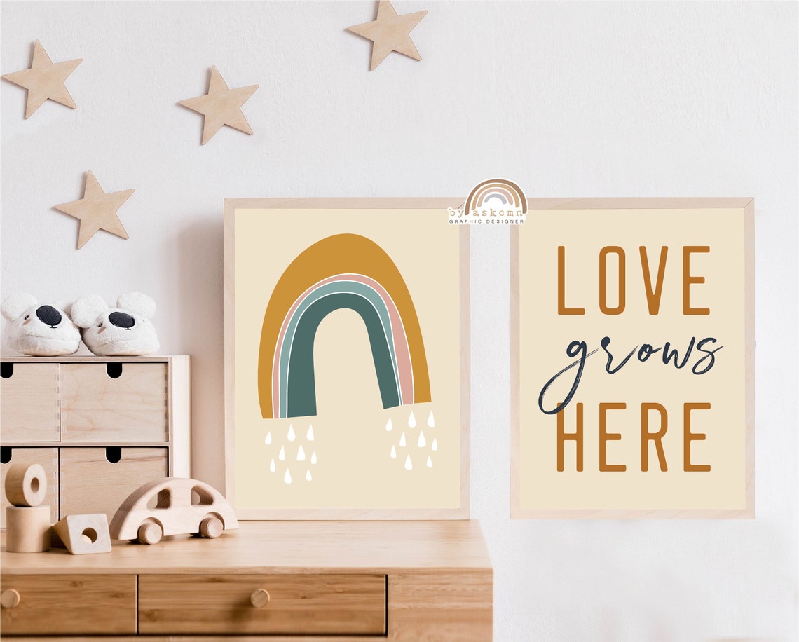 Rainbow Wall Decor Print Baby Room Poster Living Room Art Print Wall Art Print Boho Wall Art Kid Room Poster Rainbow Boho Nursery Print - Image 3