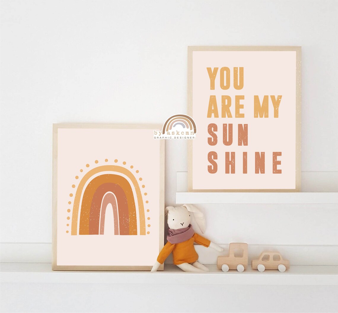 You Are My Sunshine Pastel Nursery Decor Nursery Wall Art Rainbow Wall Decor Rainbow Poster Living Room Art Print Boho Nursery Print - Image 2