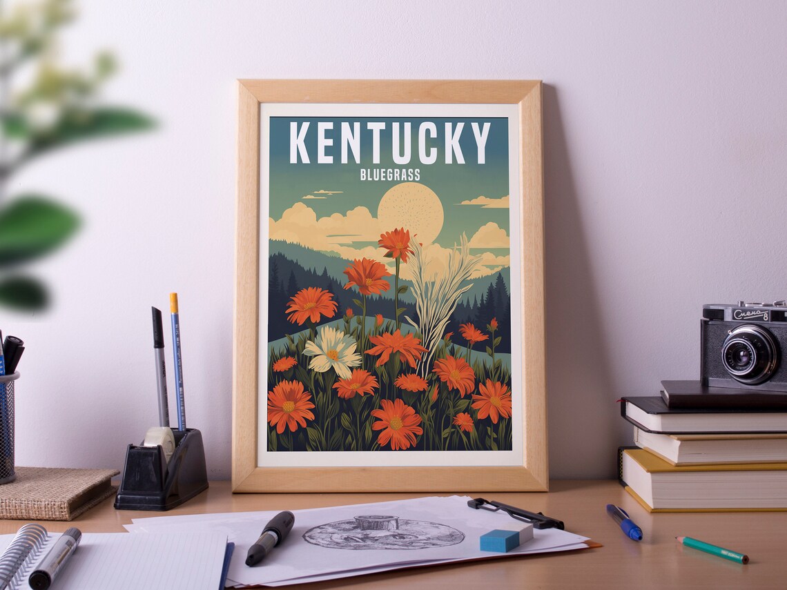 Kentucky Bluegrass Wildflowers Vintage Botanical Floral Art Poster