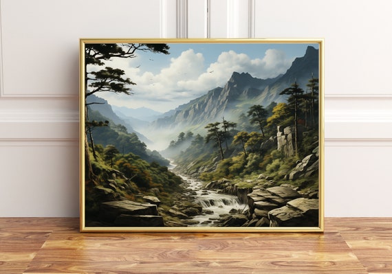 A Group Of Tail Trees At The Foot Mountain Poster Prints Wall Dcor