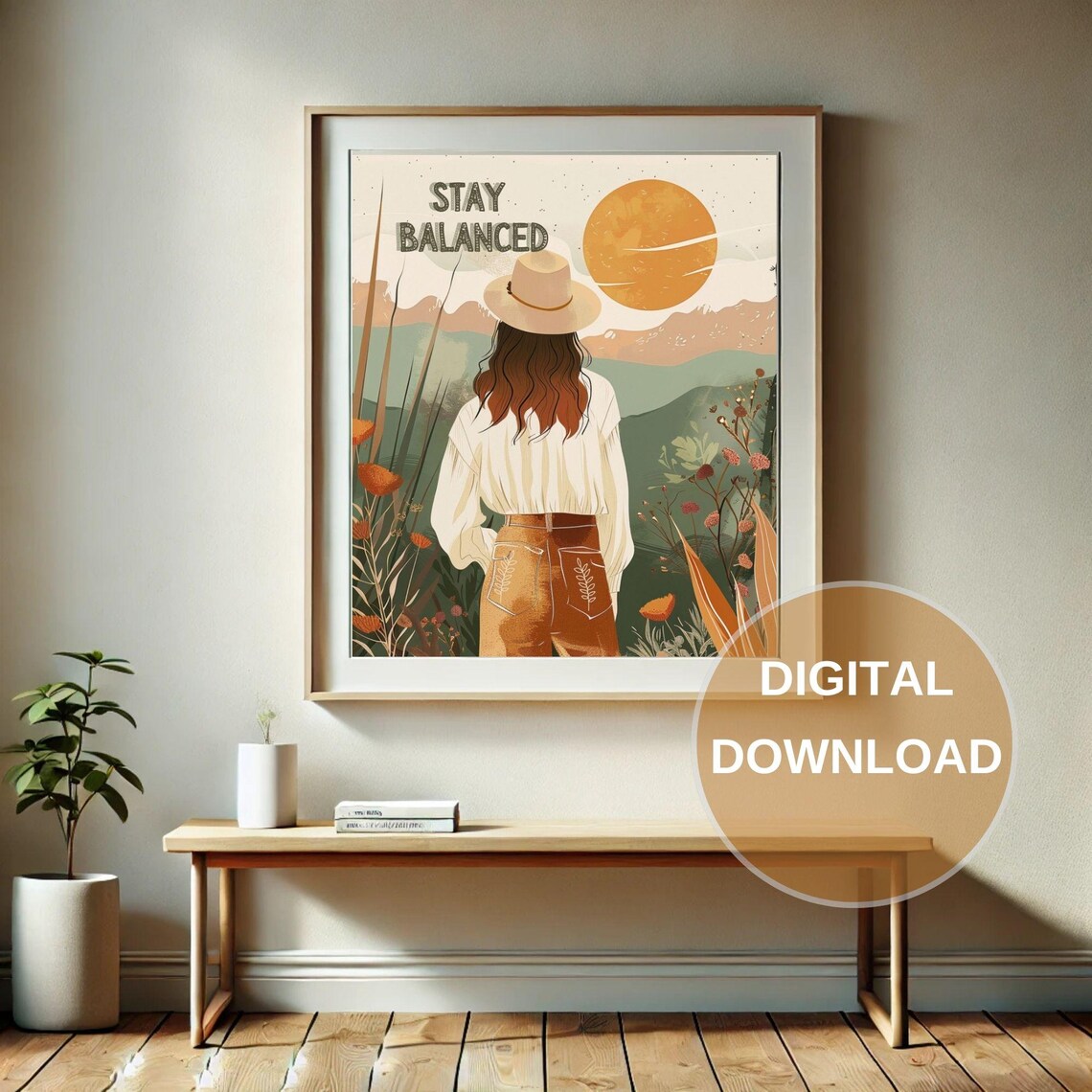 Stay Balanced - Boho Girl, Calm Nature Art Print - Image 3