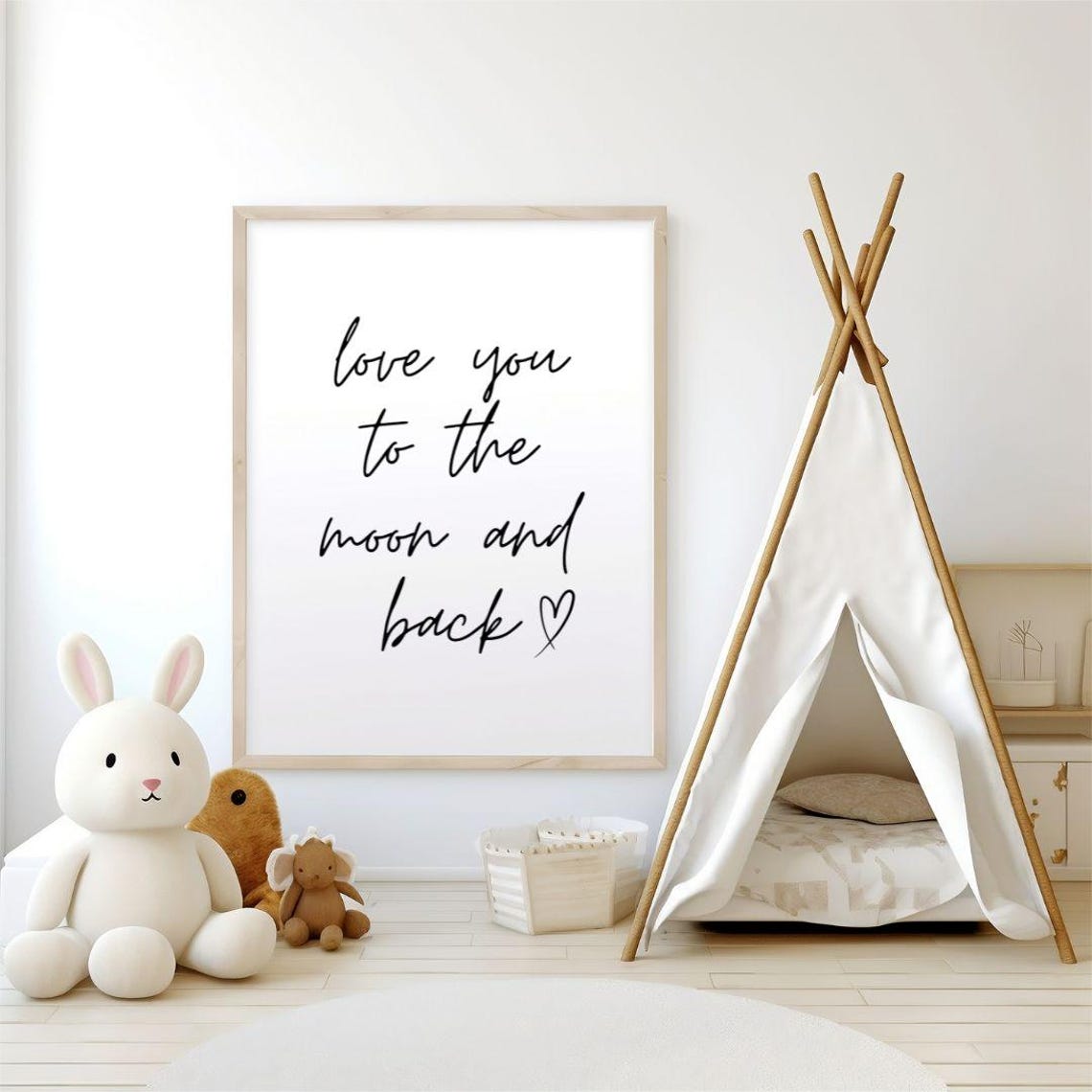 Love You To The Moon And Back Handwritten Script Heart Poster - Image 2