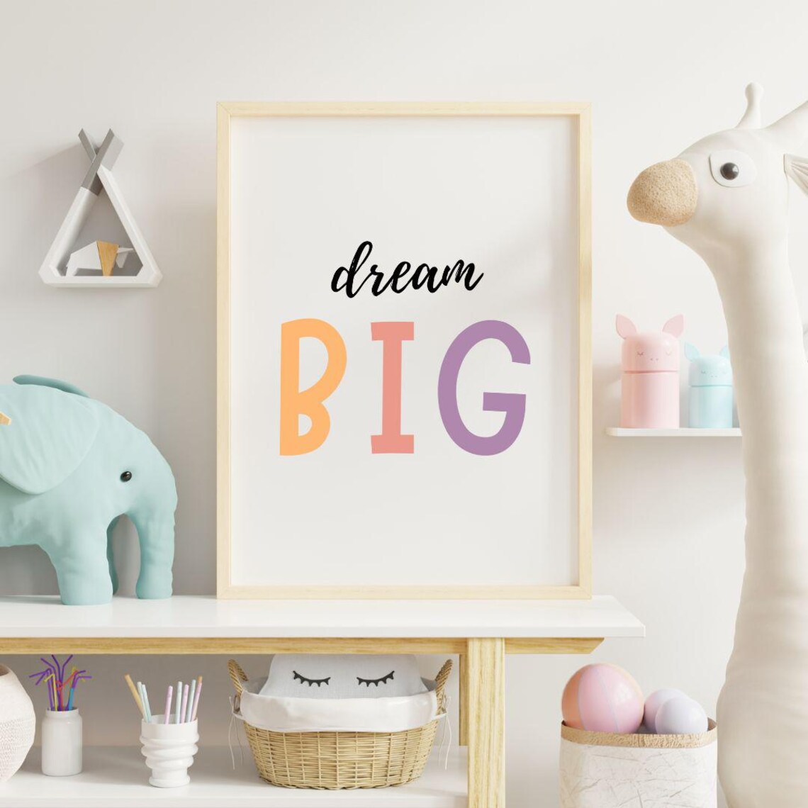 Dream Big Colorful Pastel Motivational Kids Room Decor Poster - Image 2