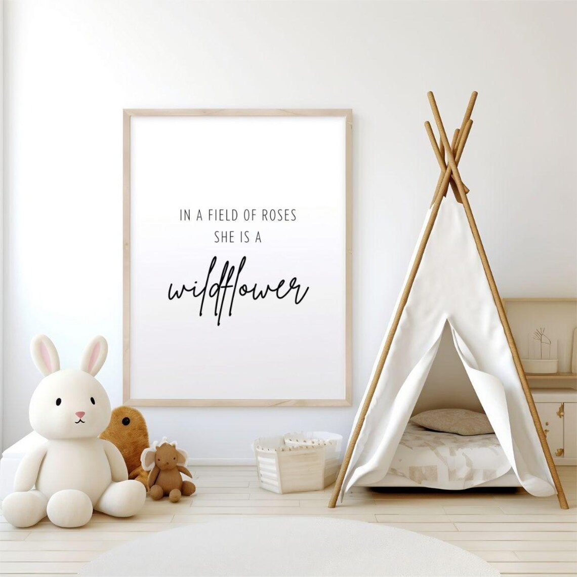 In A Field Of Roses She Is A Wildflower Minimalist Quote Poster - Image 3