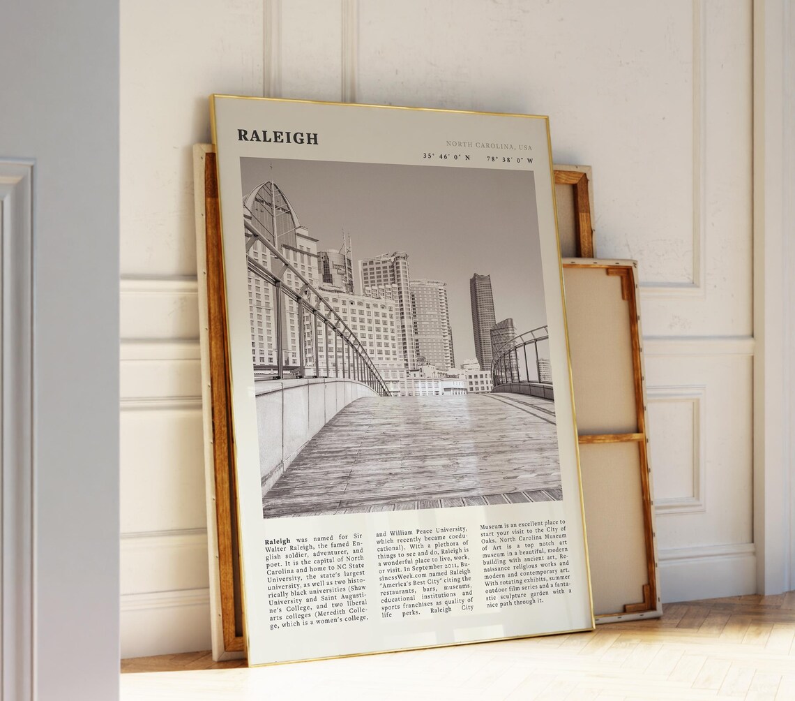 Raleigh Vintage North Carolina Travel Poster