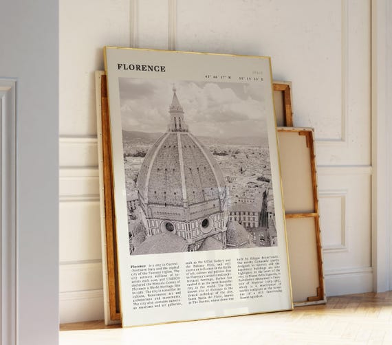 Florence Black White Print Elegant Italian Cityscape Poster Perfect Art Gift For Architecture Lovers