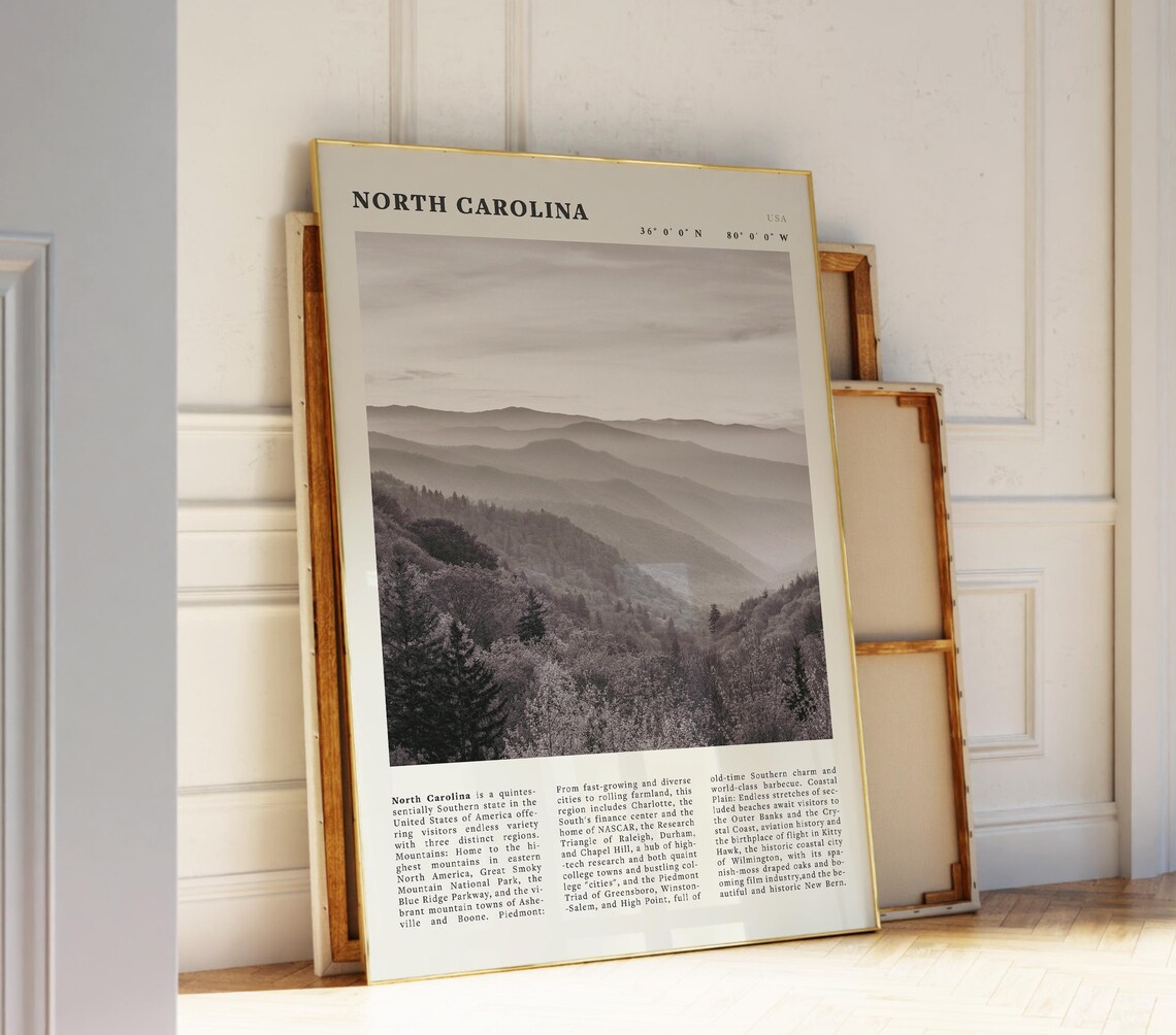 North Carolina Vintage Poster Print, Great Smoky Mountains