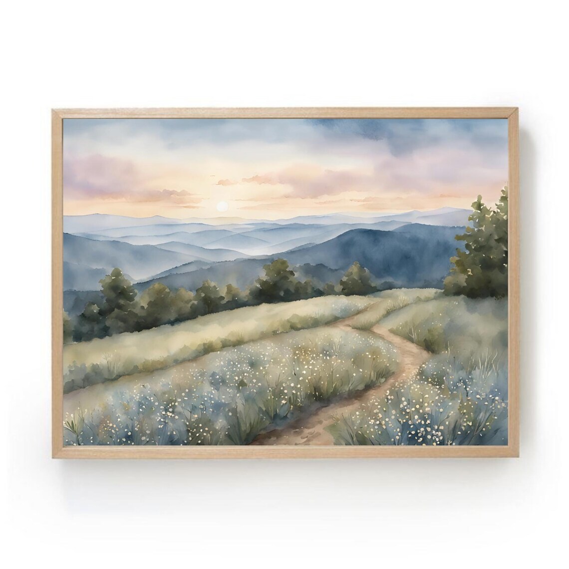 Blue Ridge Mountains Trail Watercolor Art Print