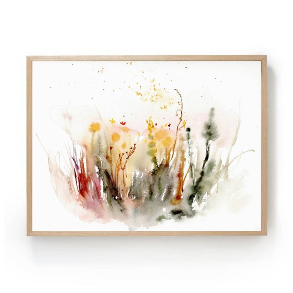 Watercolor Wildflowers Meadow Poster Print