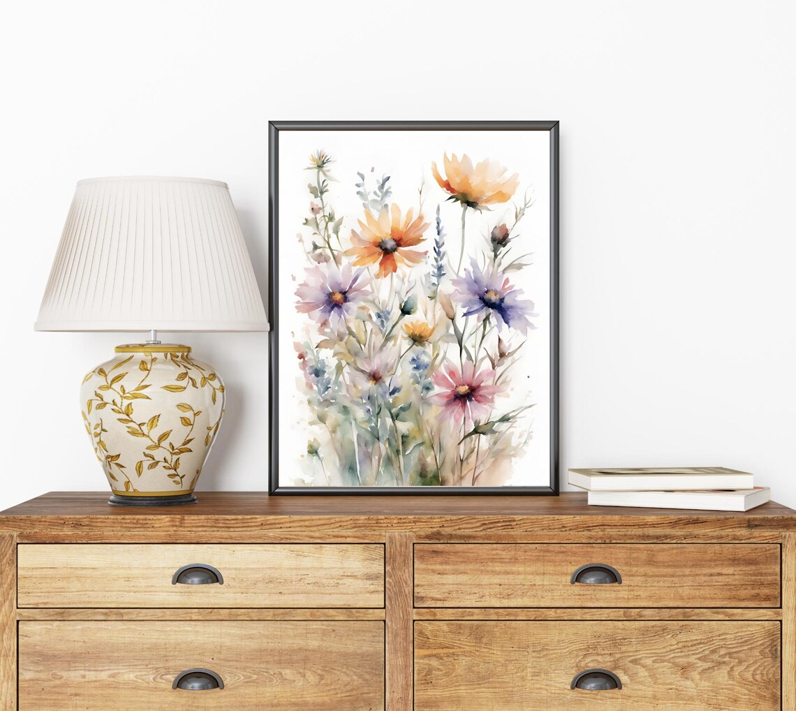Wildflowers Painting Spring Meadow Art Print