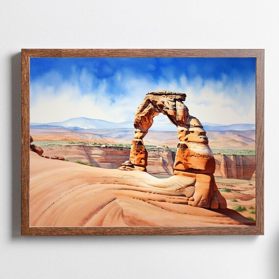 Delicate Arch Watercolor Arches National Park Utah Desert Poster