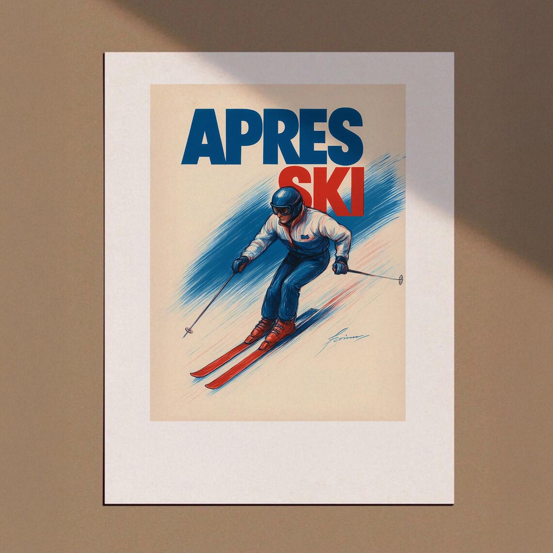 Alpine Retro Apres Ski Vintage Skier Bold Typography Sports Poster