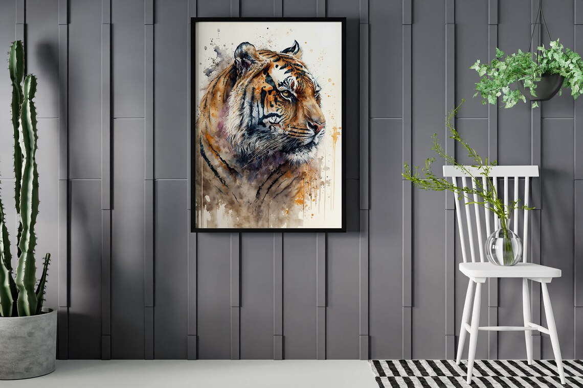 Tiger Watercolor Painting Art Print Tiger Wall Art Poster Animals Poster Print Original Animal Painting Artwork By Artist - Image 2