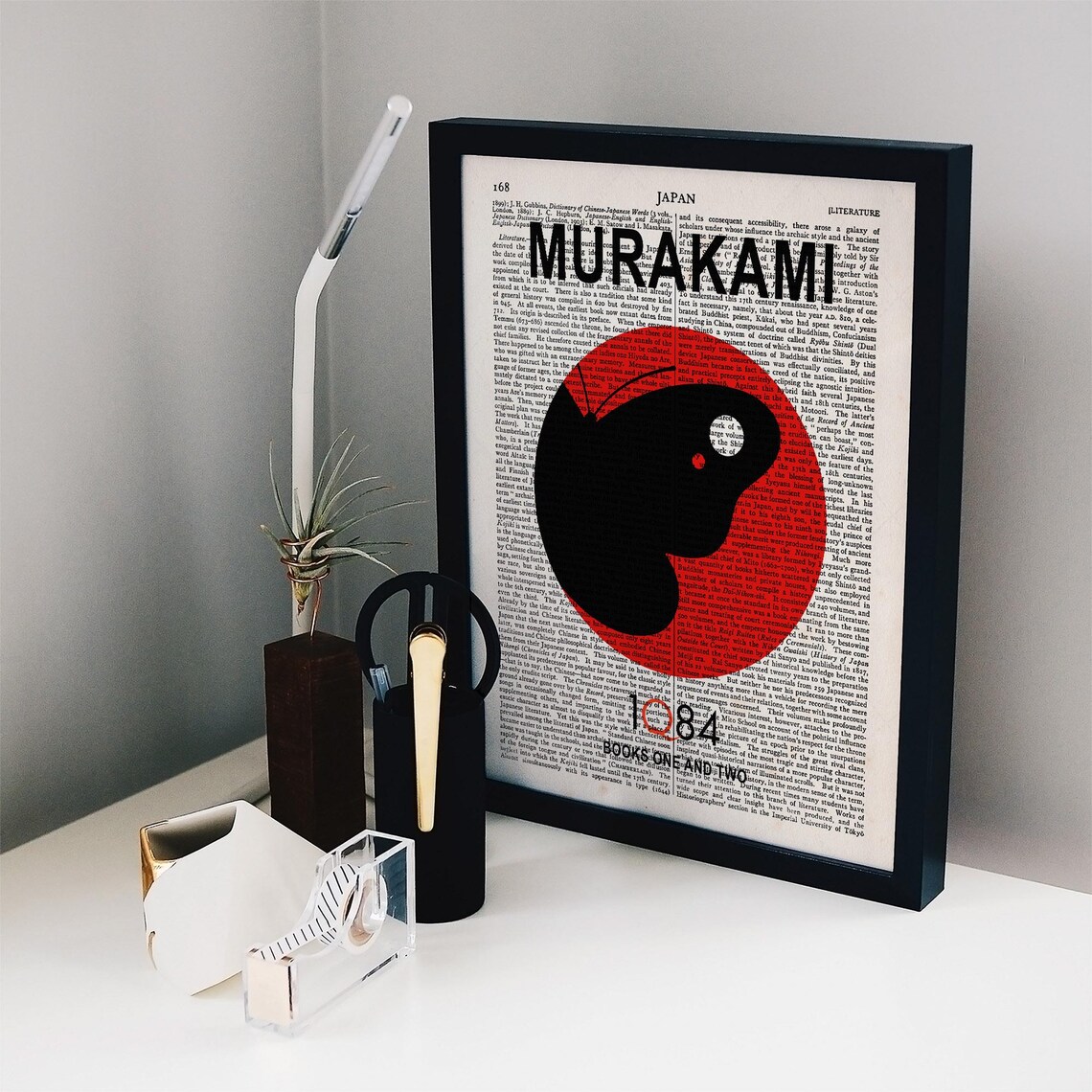 Haruki Murakami 1Q84 Books One And Two Red Circle Dictionary Art Poster - Image 2