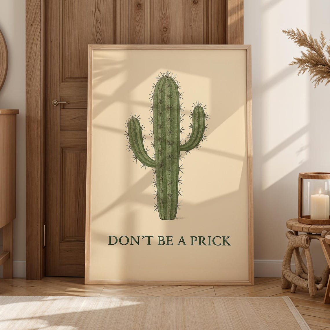 Cactus Dont Be a Prick Cheeky Botanical Quote Poster Minimalist