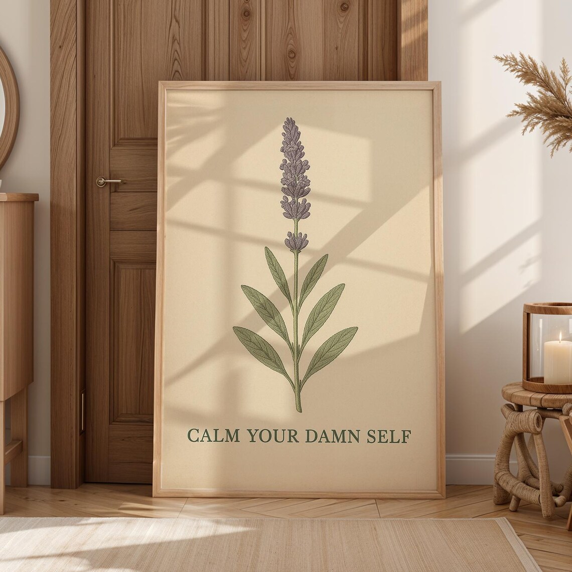 Funny Lavender Botanical Print Calm Your Damn Self