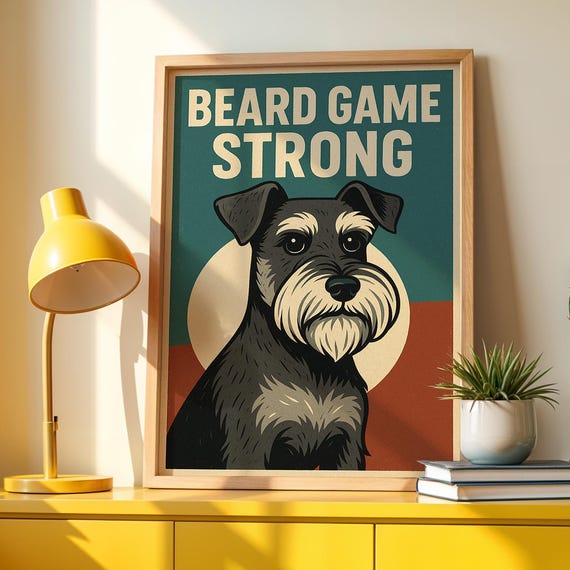 Miniature Schnauzer Retro Print Funny Dog Wall Art