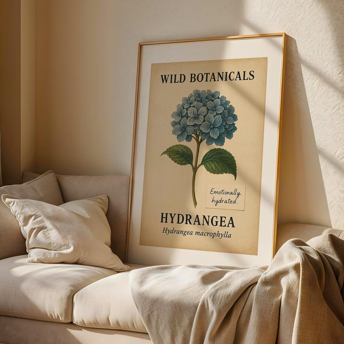 Hydrangea Macrophylla Vintage Botanical Wild Flower Art Poster