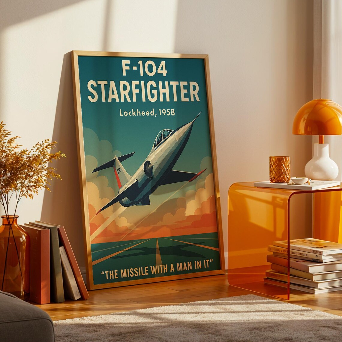 F-104 Starfighter Lockheed 1958 Jet Age Missile Man Aviation Poster