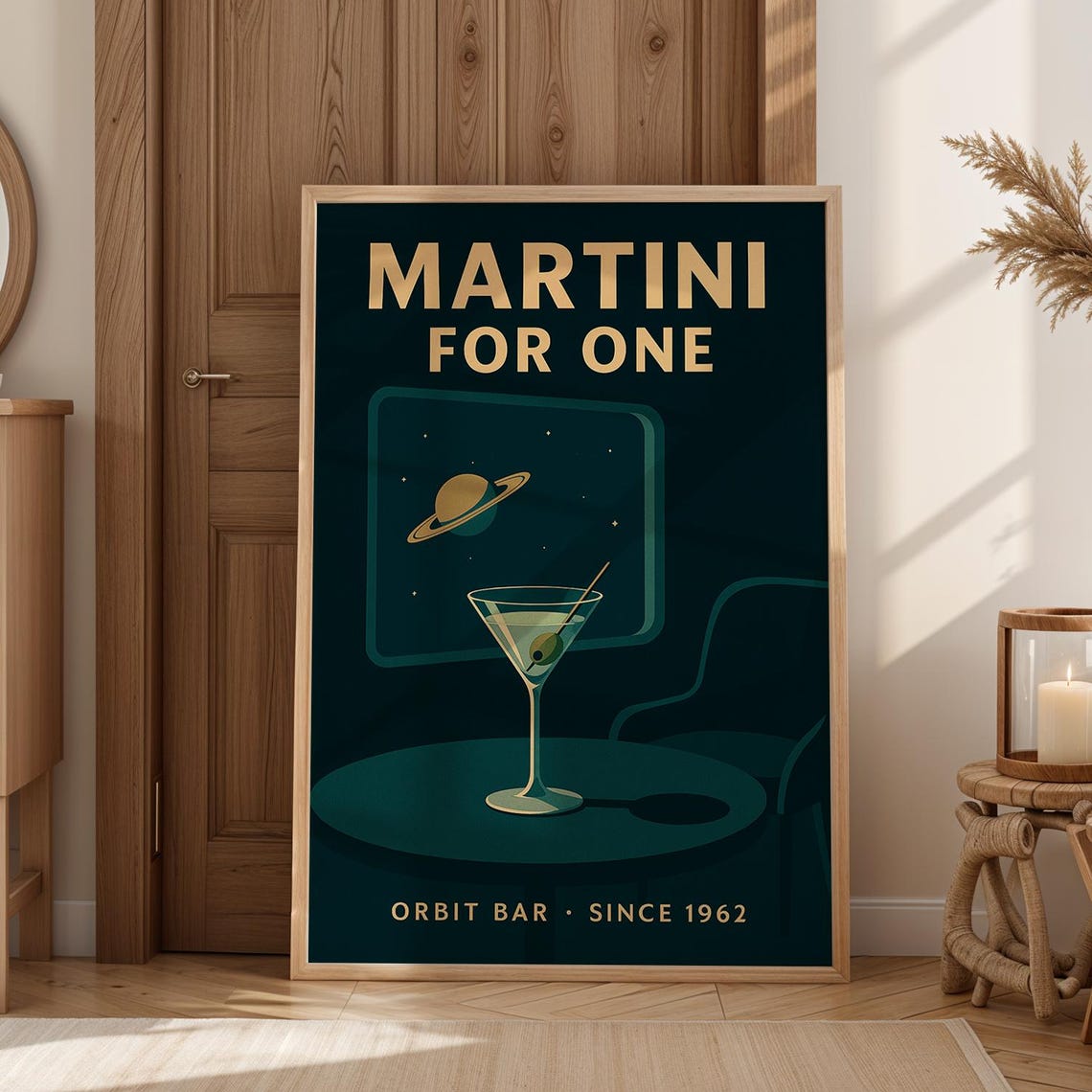 Martini for One Orbit Bar 1962 Retro Space Age Cocktail Art Poster