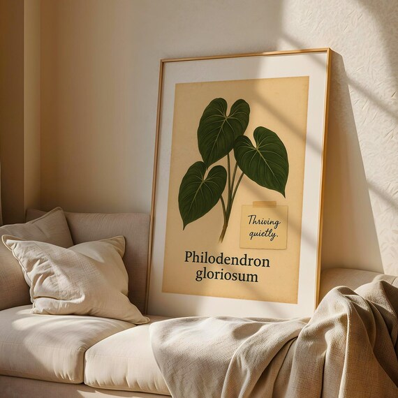 Philodendron Gloriosum Botanical Print Vintage Plant Wall Art With Quote Wild Botanicals Poster