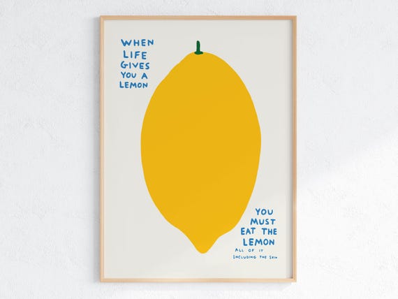 David Shrigley When Life Gives You A Lemon Quirky Wall Art Pop Art Decor Funny Poster Contemporary Home Gallery Humorous Decor